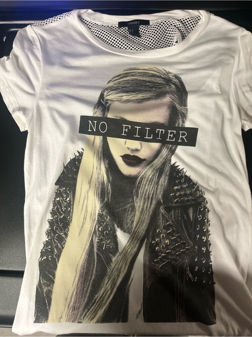 Forever 21 White Graphic 'No Filter' Girl Tee